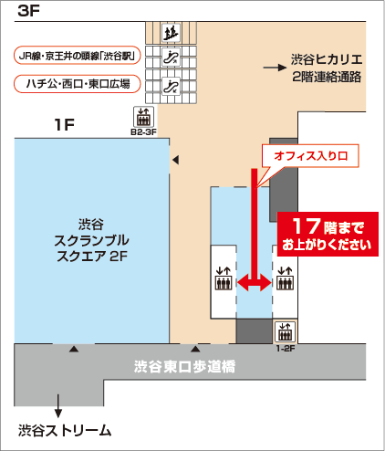 スクランブルスクエア2階からの案内図